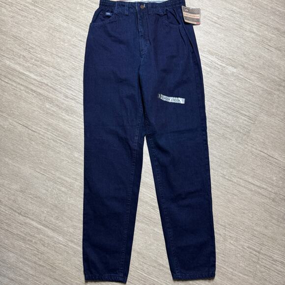 Vintage Lee Side Elastic Misses Womens Jeans NWT 8 M Dark Wash Blue Denim 26x32 - Picture 1 of 11
